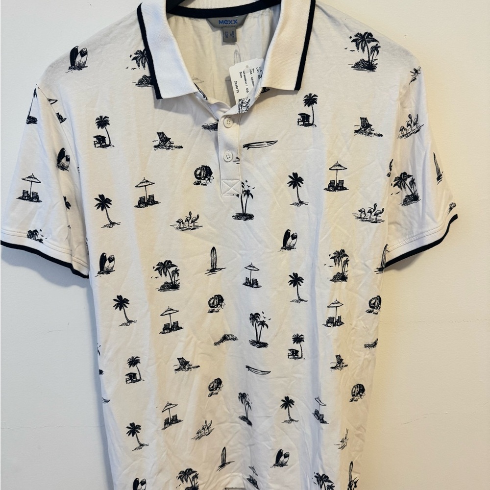 Mexx White and Black Polo Shirt with Minimalist Design
